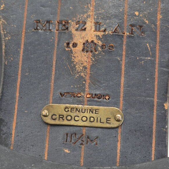 Mezlan Exotic Crocodile Leather Black Dress Shoes Mens 11.5M Apron-toe Oxfords - Picture 8 of 9